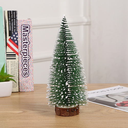 Christmas Mini Decorated Christmas Tree Snow Tower Pine Tree Desktop Window Decorations on Sisal Silk Christmas Decorations