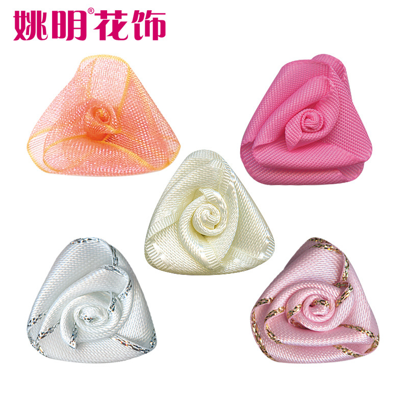 Yao Ming diámetro de la cinta 1,9 cm de ancho triángulo Rosa cabeza terminado Ropa Decoración Accesorios cinta Rosa
