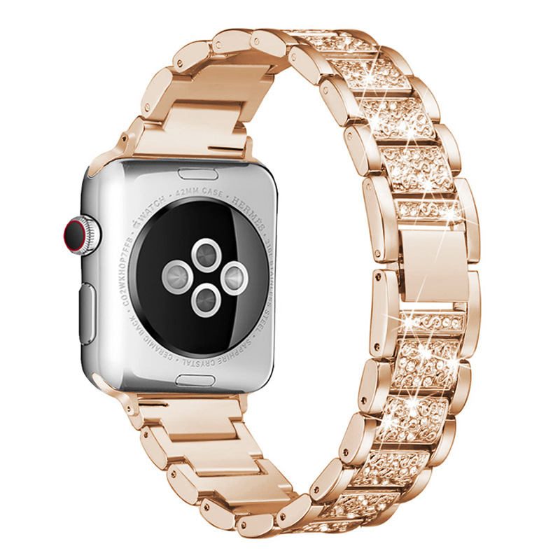 Adecuado para Apple reloj Correa moda metal sólido Acero inoxidable Apple reloj Correa diamante iwatch Correa