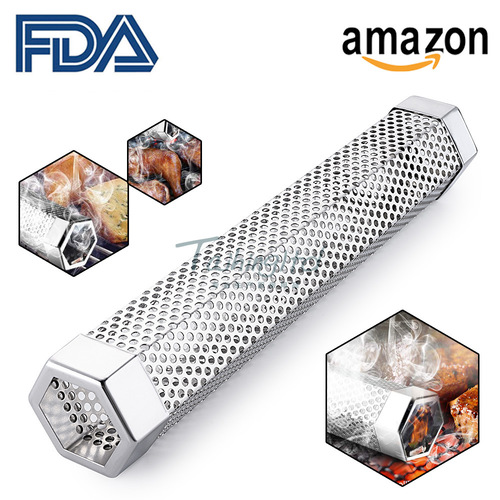 Barbecue tools 304 stainless steel smoker tube diamond fruit wood box smoker box bbq smoker tube