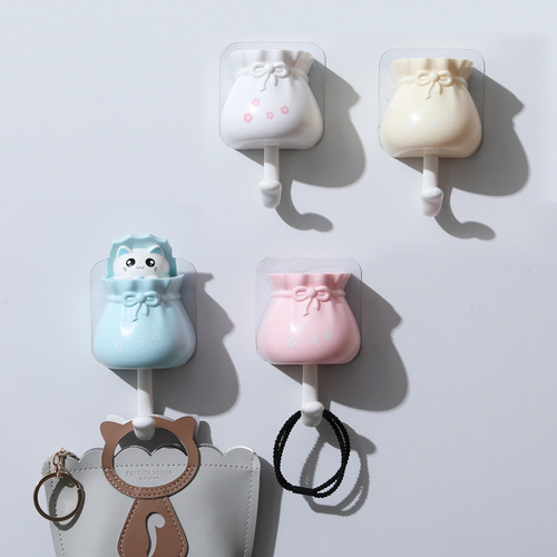 Cross-border creative hook, cute hook, punch-free entrance key adhesive hook, strong entrance door back wall coat hook