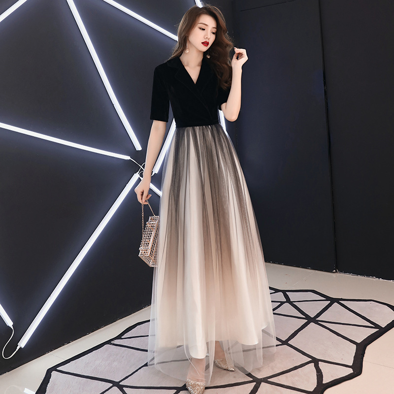 Vestido 2026, Nuevo Vestido de Noche Elegante de Invierno, Largo, con Cuello en V, para Banquete, Fiesta, Ajustado