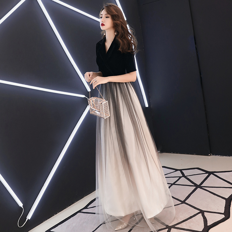 Vestido 2026, Nuevo Vestido de Noche Elegante de Invierno, Largo, con Cuello en V, para Banquete, Fiesta, Ajustado