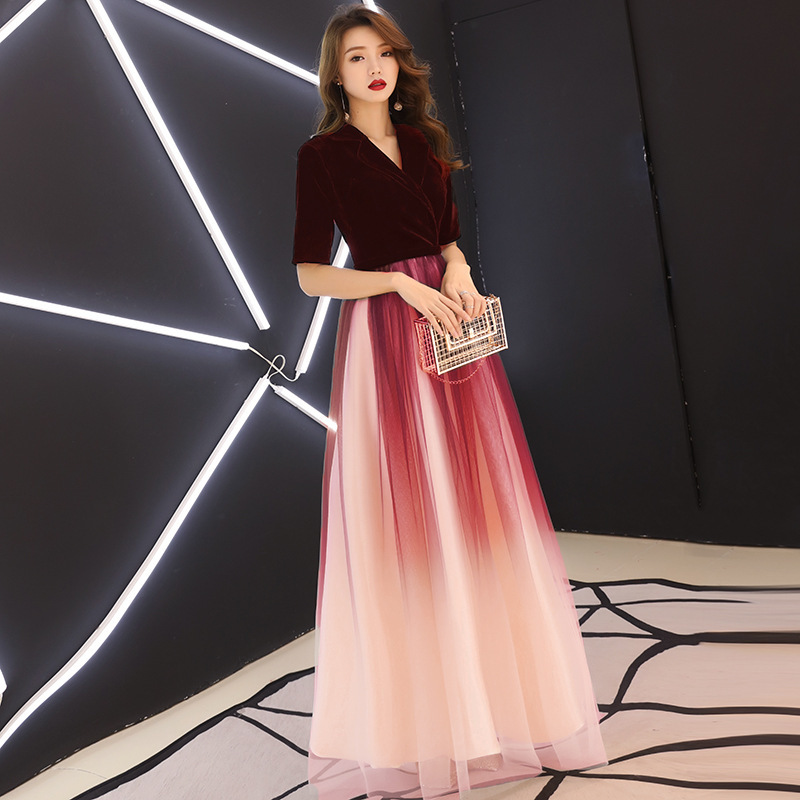 Vestido 2026, Nuevo Vestido de Noche Elegante de Invierno, Largo, con Cuello en V, para Banquete, Fiesta, Ajustado