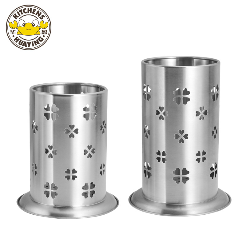 Huaying palillos de acero inoxidable titular de la cocina del hogar creativo drenaje palillos jaula estante engrosada mayor vajilla redonda caja de almacenamiento