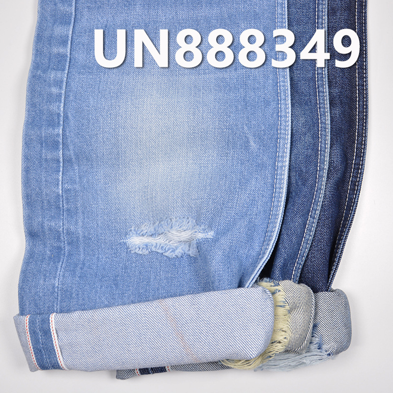 13安士 厂家直销 秋冬时尚棉竹节右斜红边牛仔布阔腿裤面料