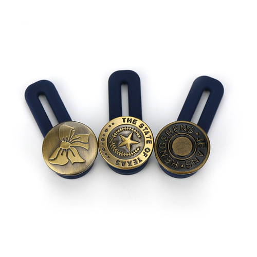 Adjustable and removable retractable round jeans buttons for men and women to expand waist and change to larger nail-free button accessories