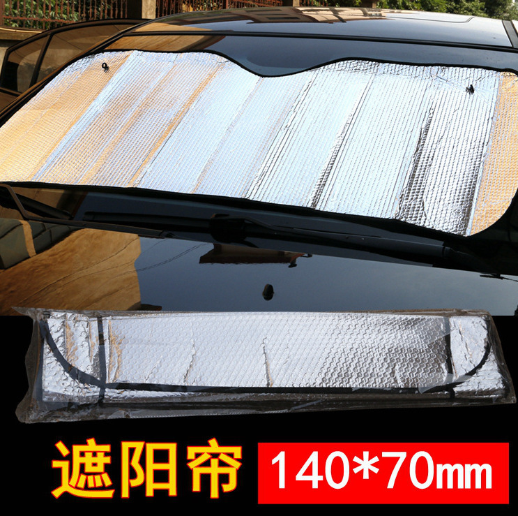 Verano venta caliente para automóviles sombrilla plateada de doble cara de aluminio burbuja solar automóvil 140 * 70 sombrilla solar