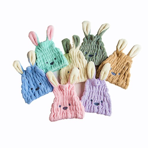 Long-Eared Rabbit Children's Cartoon Dry Hair Hat Wholesale Shower Cap Absorbent Hair Wiping Towel Head Scarf