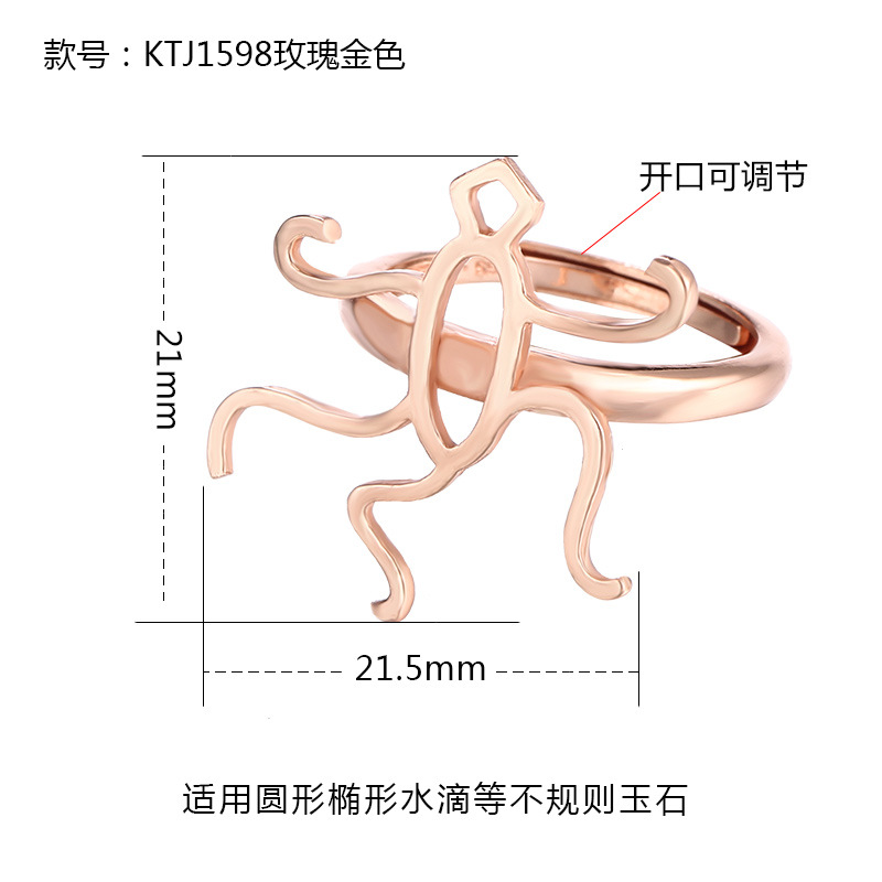 S925 anillo de plata titular vacío hembra 18K oro DIY cera de abejas ámbar turquesa anillo titular vacío con forma anillo titular