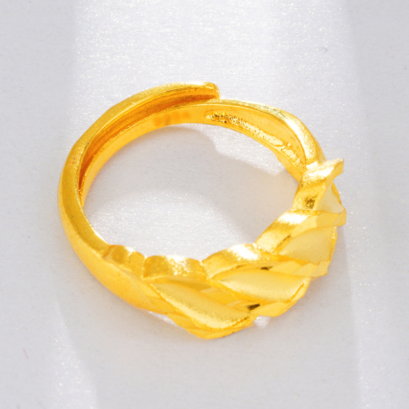 Venta caliente 3D chapado en oro duro lluvia de meteoros anillo abierto moda latón puro arena oro hombres y mujeres pareja anillo
