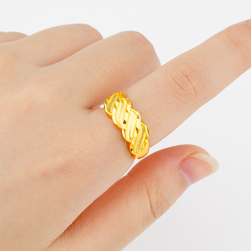 Venta caliente 3D chapado en oro duro lluvia de meteoros anillo abierto moda latón puro arena oro hombres y mujeres pareja anillo