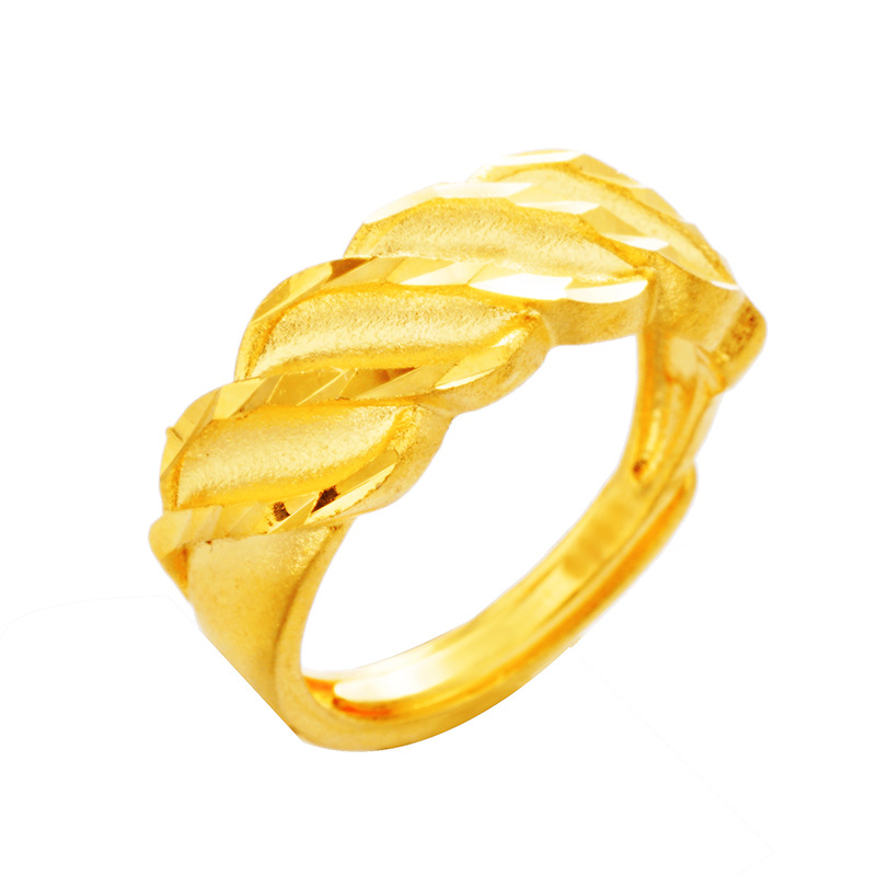 Venta caliente 3D chapado en oro duro lluvia de meteoros anillo abierto moda latón puro arena oro hombres y mujeres pareja anillo