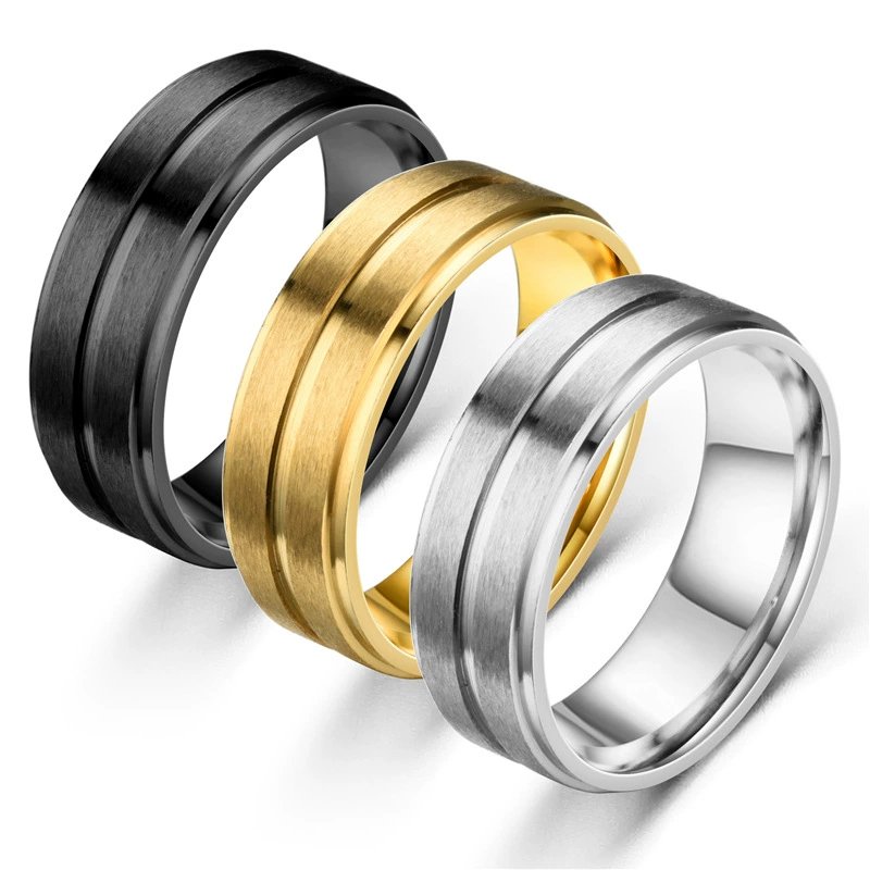 Ring stainless steel 8 mm, black matte, simple elegant design