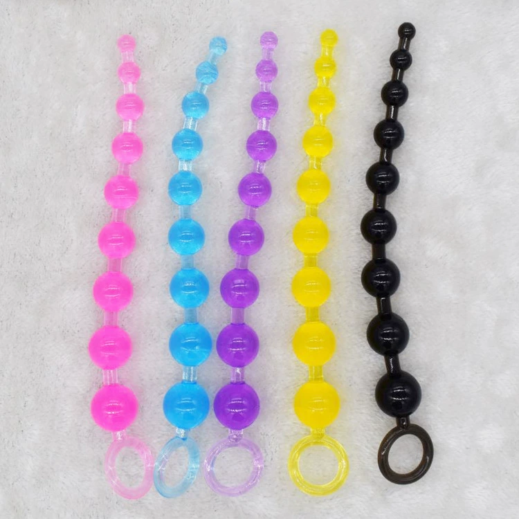 Soft Rubber Anal Beads, Multicolor Gourd-Shape String with Ring Handle, 0.05 kg