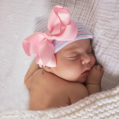 Baby hat winter hat fetal hat double thickened bow hat baby European and American new hospital hat