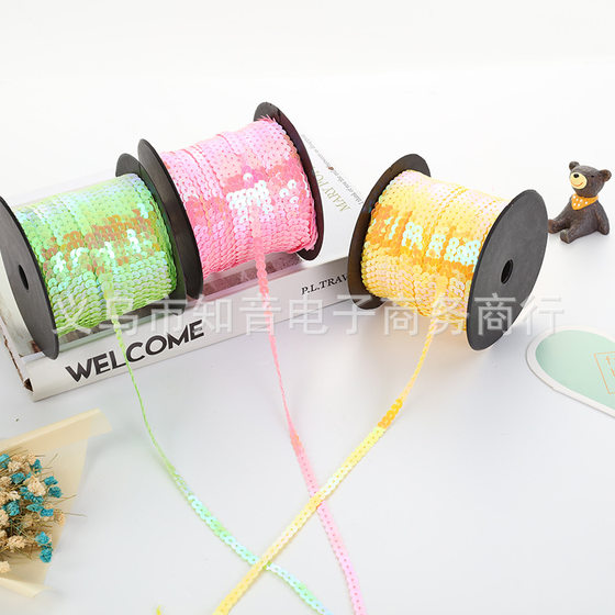 Factory Spot 6mm diameter 100 yards/roll sequin lace laser connection bead with sequin lace accessories