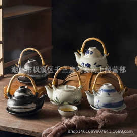 跨境日式陶瓷壶茶壶海鲜汤壶寿司料理店一人手提酒店用品批发