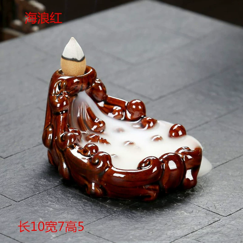 Ceramic Backflow Incense Burner, Lotus Inverted Design, Decorative Buddha Incense Holder