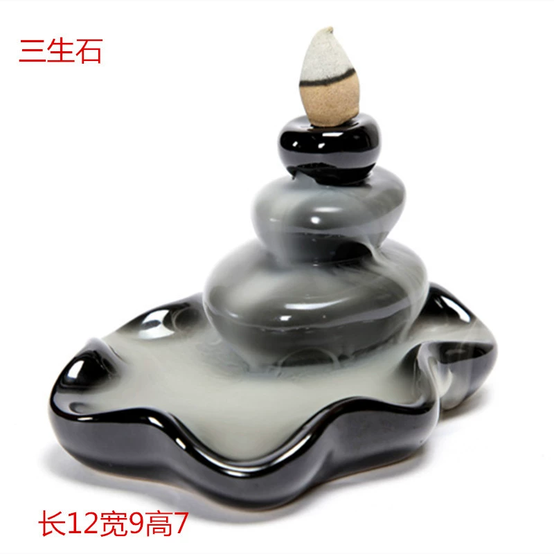 Ceramic Backflow Incense Burner, Lotus Inverted Design, Decorative Buddha Incense Holder