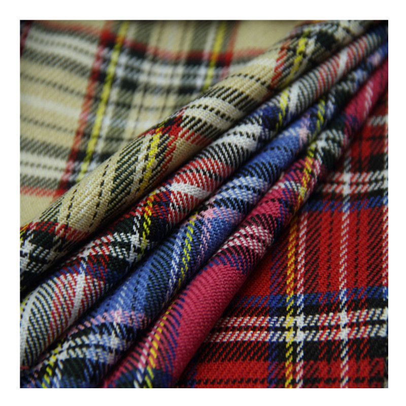 现货供应涤棉面料 色织涤棉布 中长格子布校服校裙服装鞋帽面料