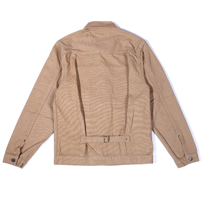 Nuevos hombres de la lona ropa de trabajo chaqueta ameikaji ferrocarril rayas verticales multi-Bolsillo Denim chaqueta de la capa