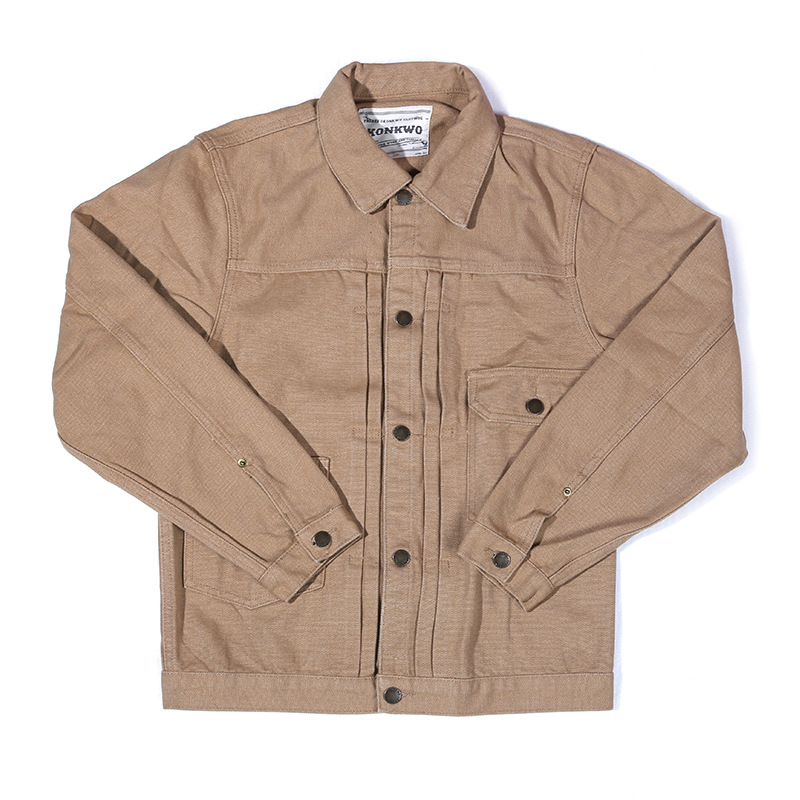 Nuevos hombres de la lona ropa de trabajo chaqueta ameikaji ferrocarril rayas verticales multi-Bolsillo Denim chaqueta de la capa