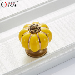 Factory direct sales 5088 ceramic handle pumpkin round cartoon pastoral modern simple cabinet drawer handle