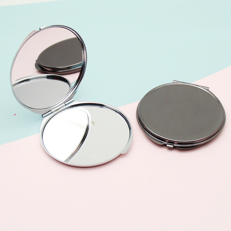 简易镜底金属手工化妆镜胚小镜子刺绣复古布艺广告礼品镜图片印刷