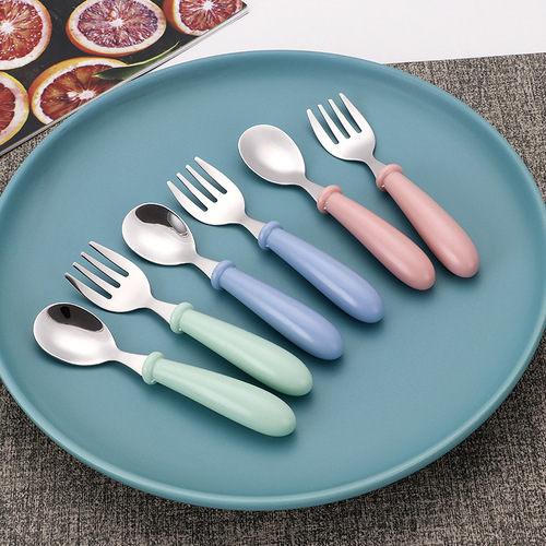 Cartoon 304 stainless steel children's tableware fork and spoon set creative star food training cute gift gift