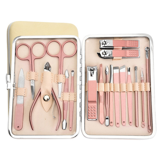 JGJ rose gold 18-piece nail scissors and nail clippers set manicure tool set LOGO 
