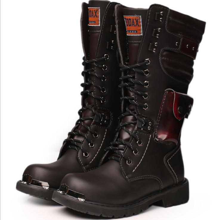Zapatos de Punta Grande AliExpress Denim hombres botas altas botas militares al aire libre Martin botas más tamaño botas de cuero de Punta Grande transfronteriza