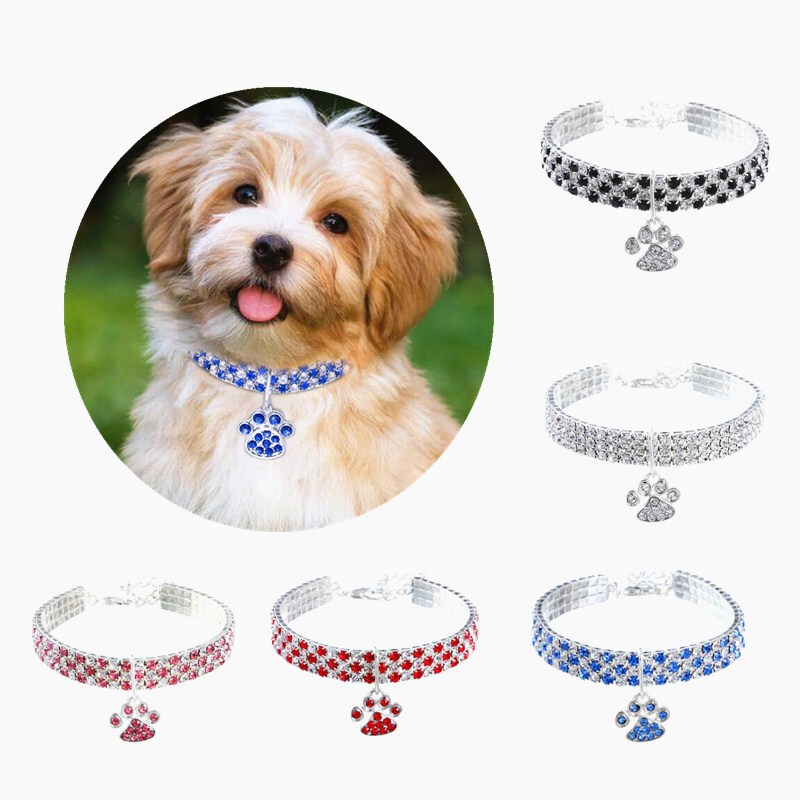 Pet collar diamond mixed color cat and dog supplies cat claw elastic cat and dog necklace jewelry cross-border e-commerce