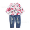 Autumn top, denim set, European style, children's clothing, wholesale