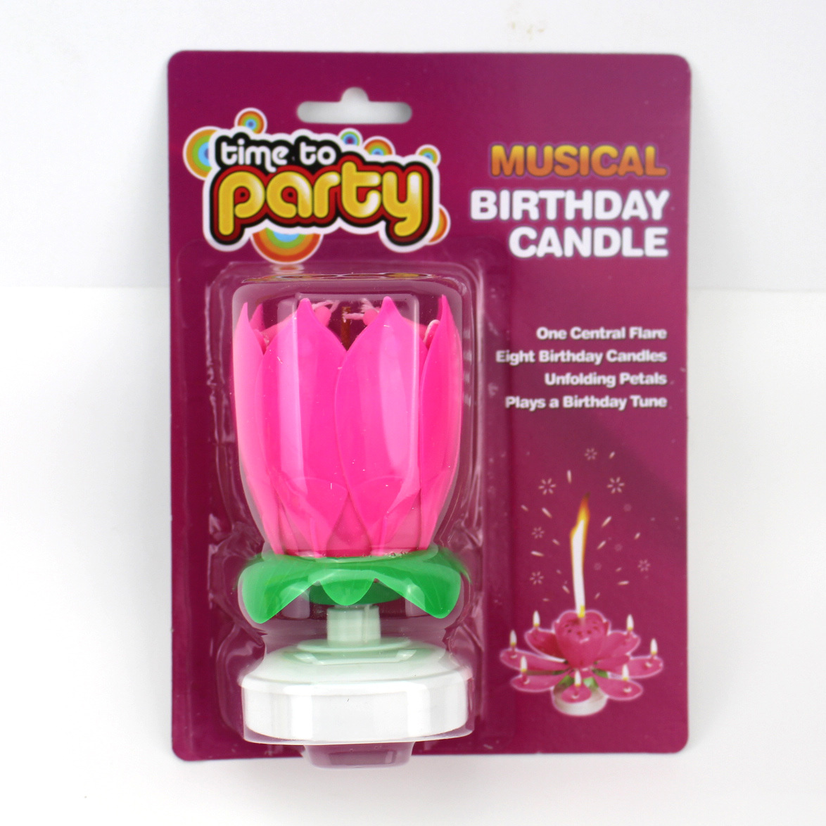 Venta al por mayor de música vela fiesta de cumpleaños de doble capa de fondo plano floreciente rotación de música en inglés tarjeta trasera Lotus Candle