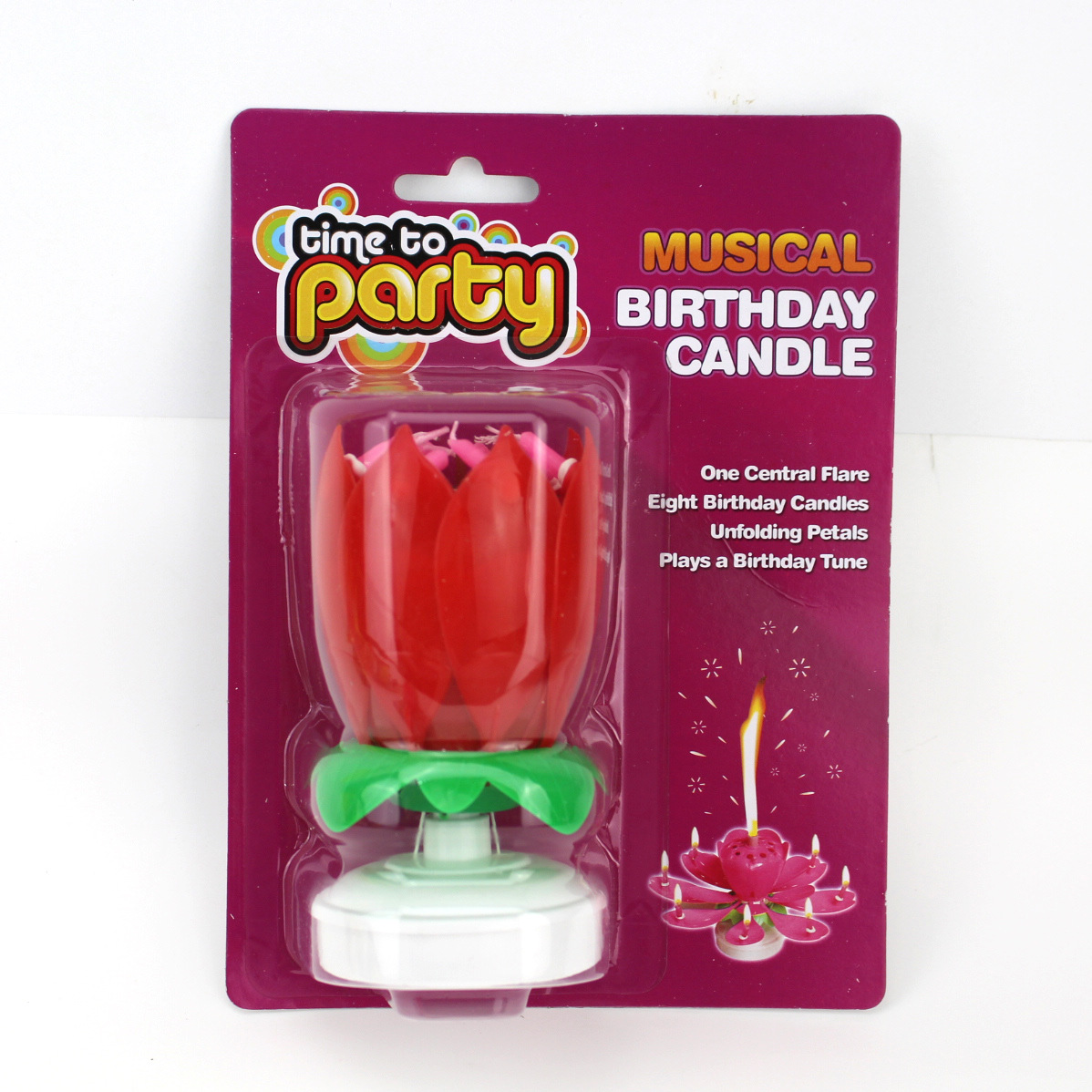 Venta al por mayor de música vela fiesta de cumpleaños de doble capa de fondo plano floreciente rotación de música en inglés tarjeta trasera Lotus Candle