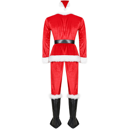 M-4XL Men's Santa Claus Costume Adult Plus Size Christmas Cosplay Uniform Stage Performance Costume