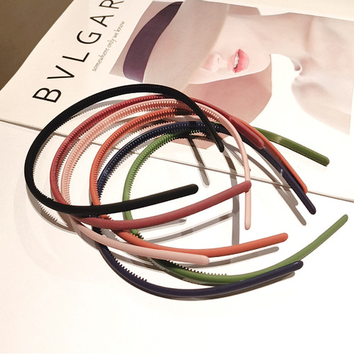 Korean new style simple fine-edged frosted hairband Morandi color non-slip face wash headband versatile hair press hairpin