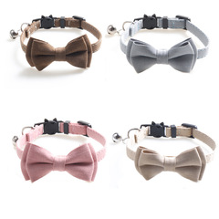 Aming New Pet Collar Plain Bowknot Collar Cat Necklace with Bell, Factory Direct Sale