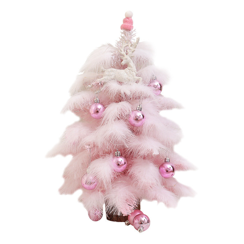 Internet celebridad Rosa árbol de Navidad conjunto 45cm mini árbol de Navidad pluma chica corazón DIY60cm conjunto de Navidad árbol