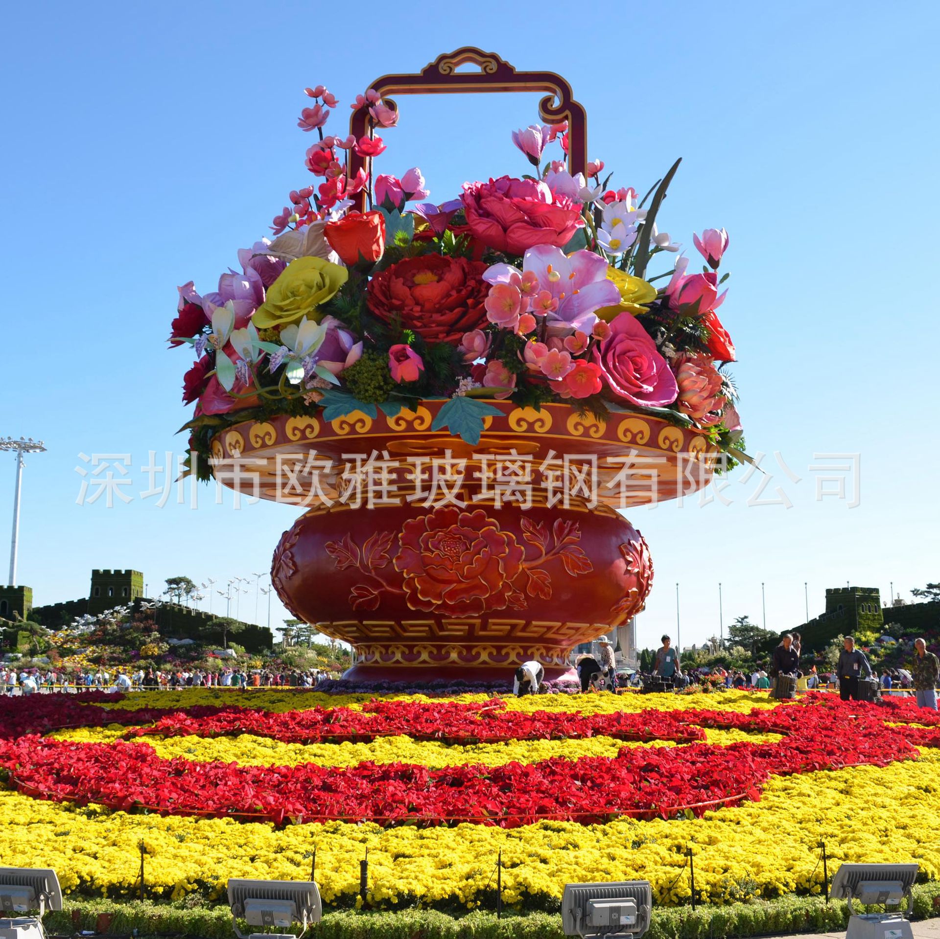 发光玻璃花篮.公共场所发光美陈.发光玻璃钢制品.内发光制品