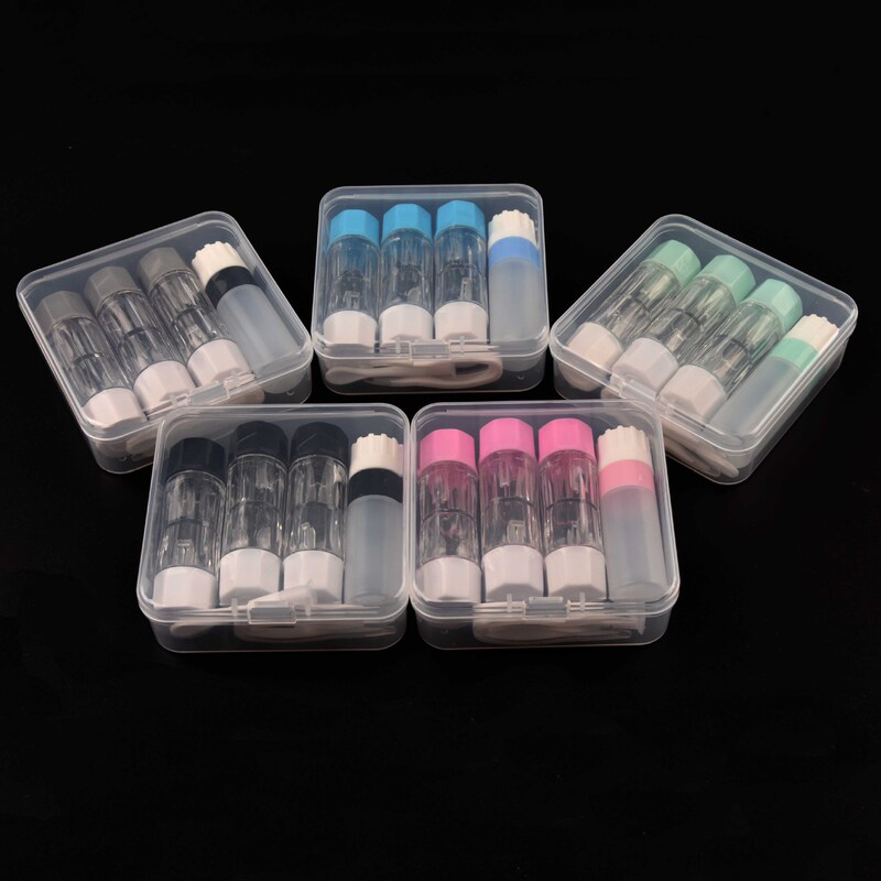 RGP three pairs of tweezers with bottle diamond double-ended bottle contact lens case beautiful contact lens display box new diamond