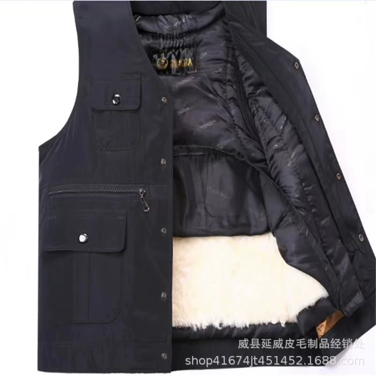Оптовая зимняя живая Face Мужской жилет с подкладкой, съемный меховой интегрированный жилет из овчины