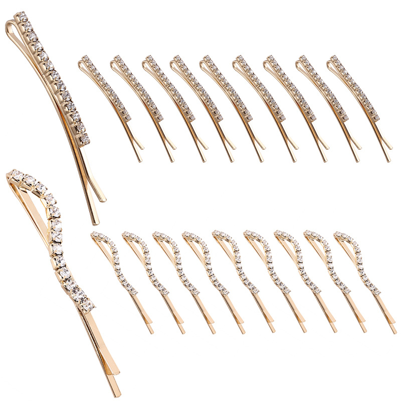 Cross-border moda caliente cristal horquilla transparente rhinestone Bangs accesorios para el cabello horquilla de metal decoraciones fábrica al por mayor