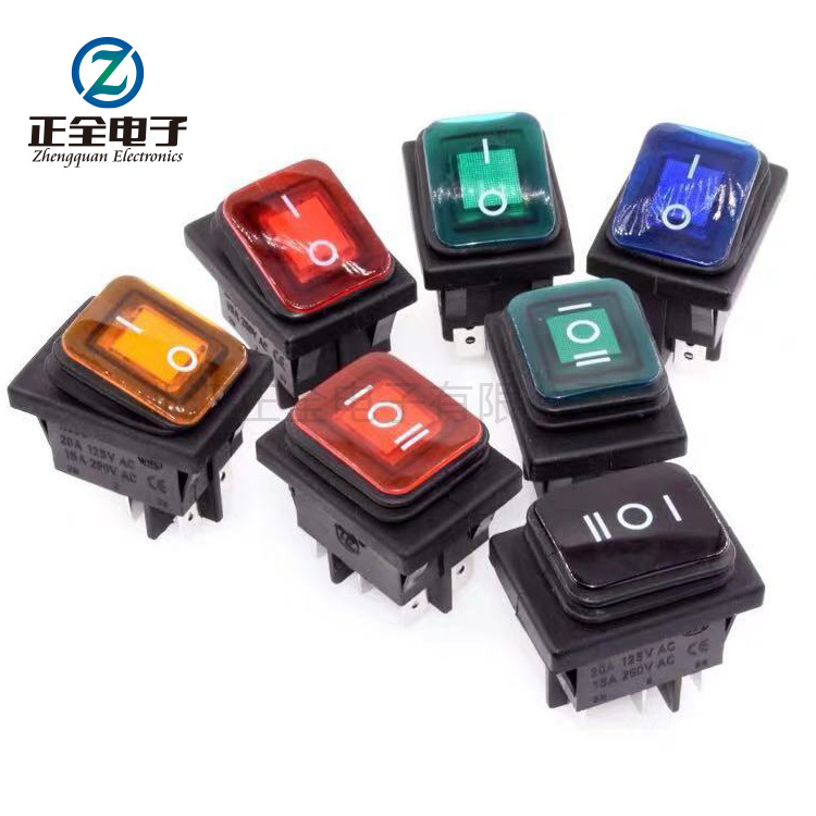 直销高品质防水船型开关 KCD4带灯四脚2挡防尘防油翘板电源开关