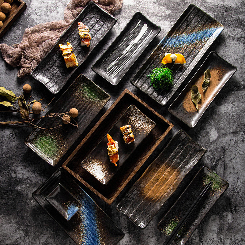 Thousand Three Degree Japanese Style Ceramic Plate Snack Plate Japanese Sushi Sashimi Long Plate Saury Plate Long Square Plate Thousand Three Degree Japanese Style Ceramic Plate Snack Plate Japanese Sushi Sashimi Long Plate Saury Plate Long Square Plate