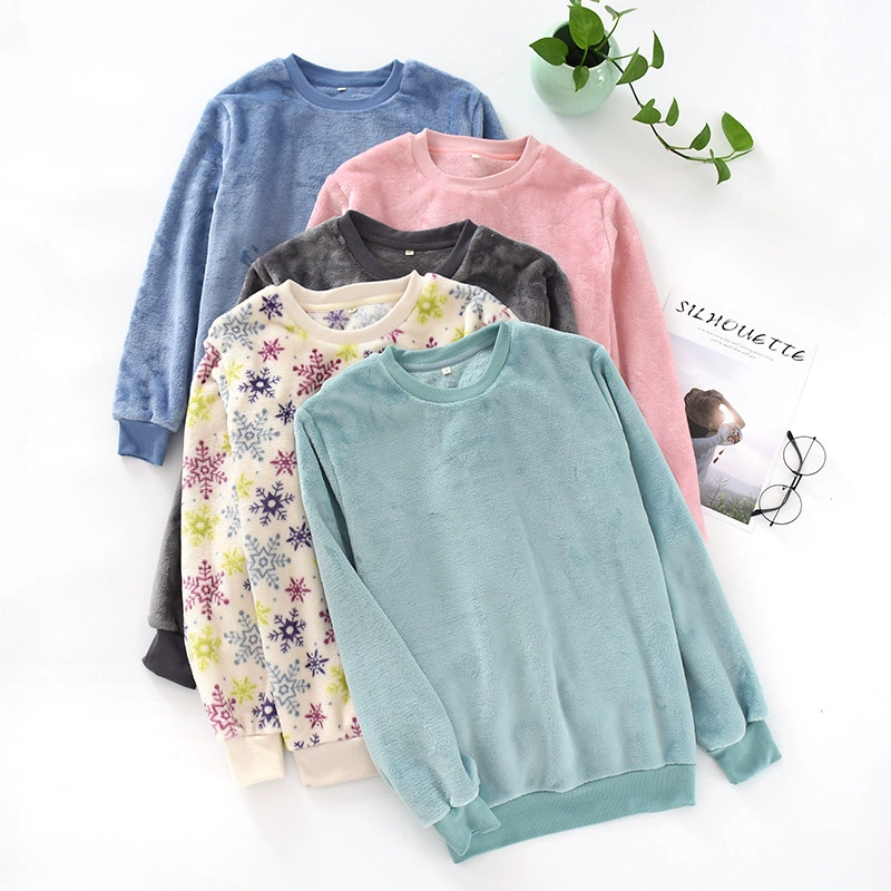 Зимняя Фланелевая Пижама для пар, цельный топ для мужчин и женщин, пуловер с длинным рукавом, утолщенная теплая Домашняя одежда из кораллового флиса