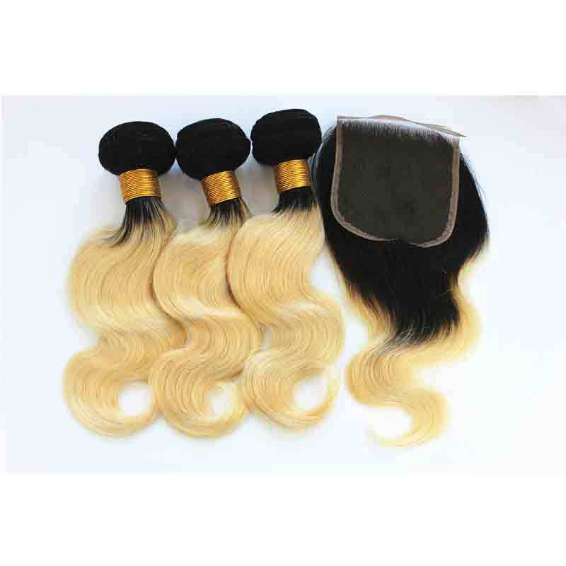 Human Hair T1b/613 body human hair wig h...