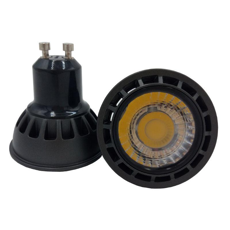 Oscurecimiento LED 5W techo Spotlight 110/230V cáscara de aluminio + lente Negro Soporte de La Lámpara led cob Spotlight