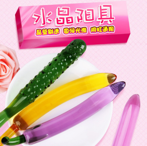 Glass cucumber for women, simulated crystal fruit, glass dildo for female masturbation, fun insertion dildo, foreign trade fire fun